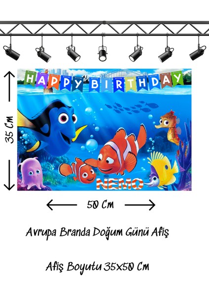 Kırmızı Balık Kayıp Balık Nemo Temalı Doğum Günü Afişi