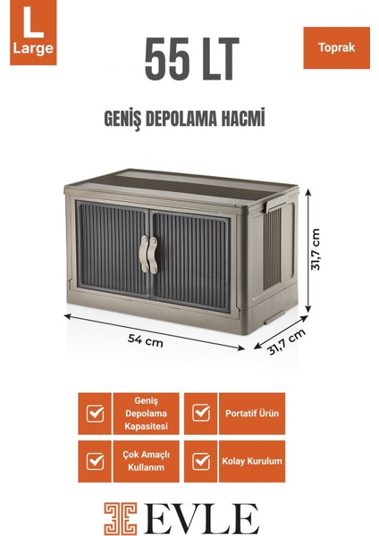 Katlanabilir Modüler Dolap Tekli, 55 Lt, 54 cm x 31,7 cm x 31,7 cm