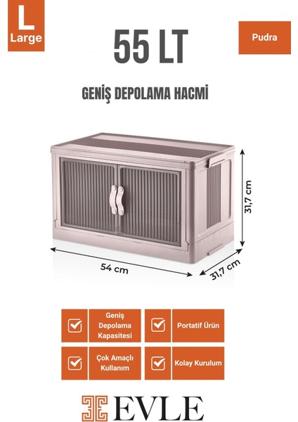Katlanabilir Modüler Dolap Tekli, 55 Lt, 54 cm x 31,7 cm x 31,7 cm