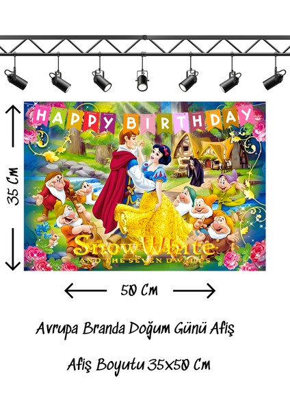 Pamuk Prenses ve Cüceler Snow White Temalı Doğum Günü Afişi