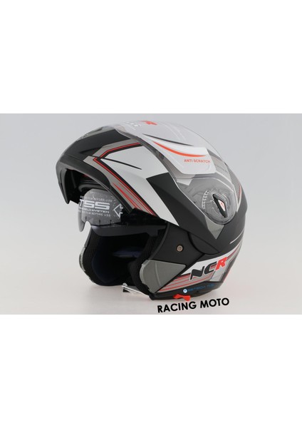 Çene Açılır Kask Kırmızı (Ece Belgeli) Sticker Hediyeli