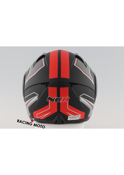 Çene Açılır Kask Kırmızı (Ece Belgeli) Sticker Hediyeli