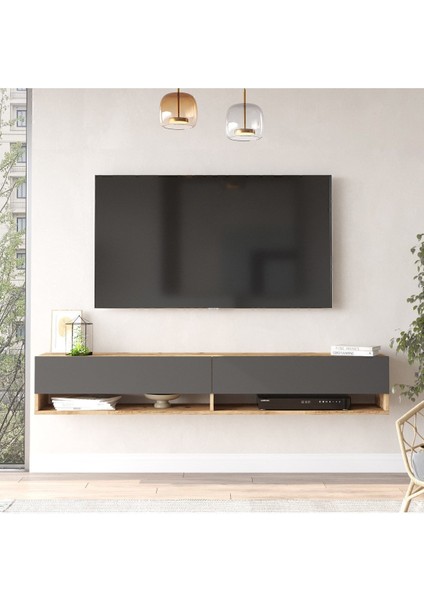 Aven Tv Ünitesi Tv Sehpası Kapaklı Raflı 180CM Çam-Antrasit Ave9-Aa fiyatları