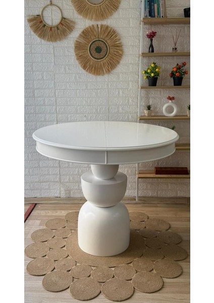 Concept Boğum Ayaklı Masa Ahşap Yuvarlak Beyaz Renkli Açılır Masa (Çap 100 Cm) fiyatları