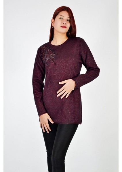 Bisiklet Yaka Omuz Detaylı Triko Bluz