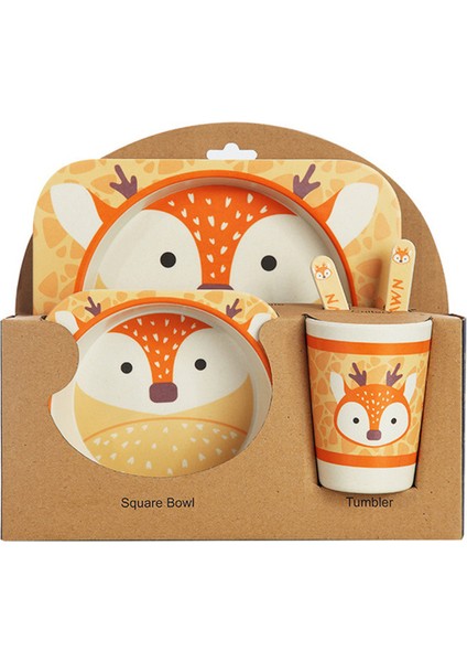 Xınqıus 5 Adet/takım Karikatür Hayvan Tabak + Yay + Çatal + Bardak Bebek Yemek Takımı Besleme Seti Bambu Elyaf Bebek Güzel Çocuk Konteyner Sofra Seti Sika Geyik (Yurt Dışından) fiyatları