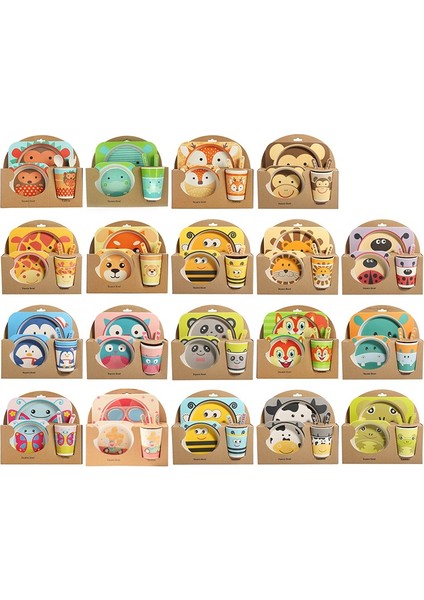 Yalıruı 5 Adet/takım Karikatür Hayvan Tabak + Yay + Çatal + Bardak Bebek Yemek Takımı Besleme Seti Bambu Elyaf Bebek Güzel Çocuk Konteyner Sofra Seti Sika Geyik (Yurt Dışından) indirimleri