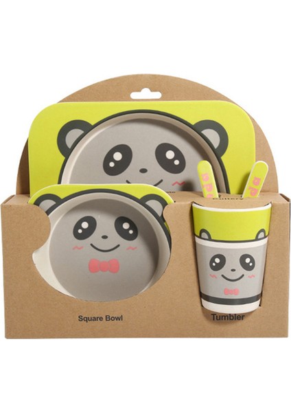 5 Adet/takım Karikatür Hayvan Plaka + Yay + Çatal + Bardak Bebek Yemek Takımı Besleme Seti Bambu Elyaf Bebek Güzel Çocuk Konteyner Sofra Seti Panda (Yurt Dışından) modelleri