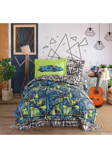 Cars Mavi - Poplin Studio Tek Kişilik Uyku Seti