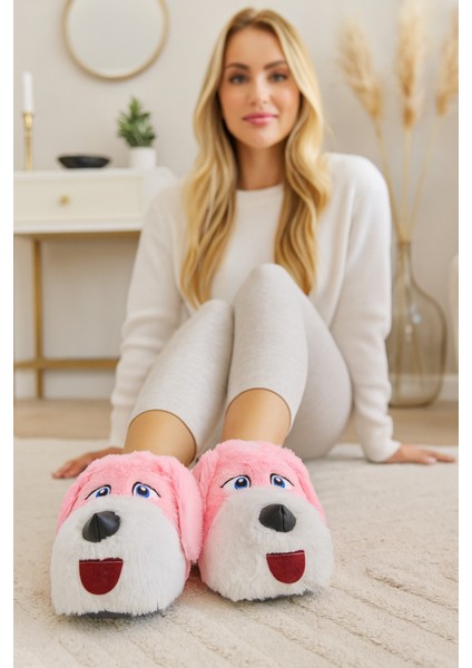 Köpekli Peluş Unisex Hayvanlı Panduf Ev Ayakkabısı Pufidik