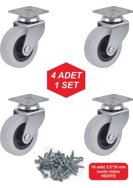 4 Adet Döner Tablalı 50'lik Bilyalı Masa Dolap Sehpa Mobilya Tekeri modelleri