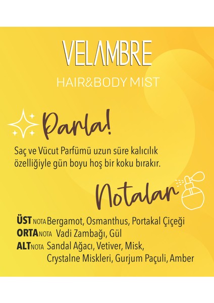 Velambre Hair & Body Mist (Saç & Vücut Spreyi) 100 ml fiyatları