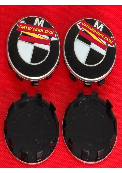Bmw Jant Göbeği Logo 4 Adet (Siyah Beyaz 56MM-68MM)