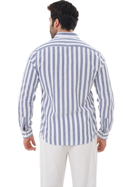 Erkek Regularfit Nakışlı Çizgili %100 Pamuk Gömlek modelleri