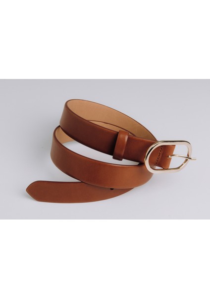Kadın El Yapımı Casual Tarz 100% Hakiki Deri Kemeri Camel (Taba) Renk