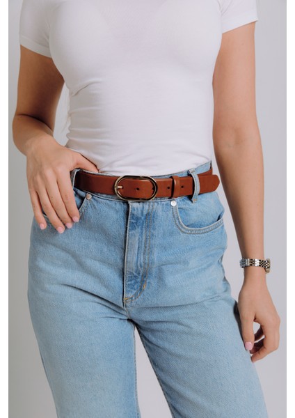 Kadın El Yapımı Casual Tarz 100% Hakiki Deri Kemeri Camel (Taba) Renk fırsatları