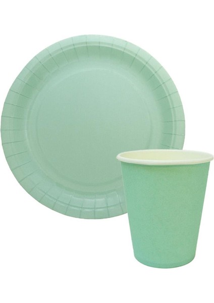 Karton Tabak Bardak Set doğum Günü Parti Seti Mint Yeşil 8 Adet fiyatları