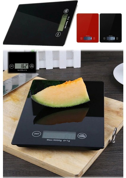 Dijital Mutfak Tartısı - 5 kg Kapasite, 1 Gram Hassasiyet, Şık Siyah Cam Tasarım