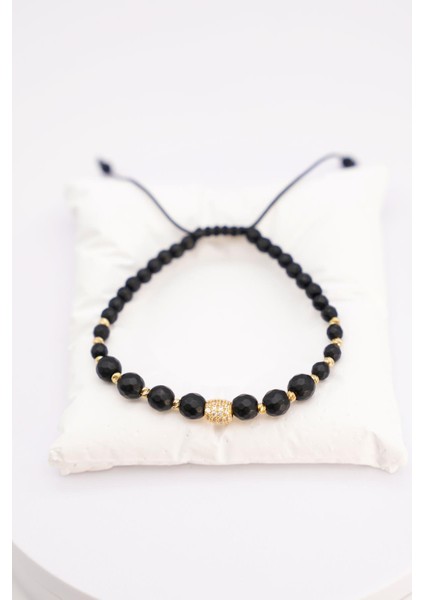 Ayarlanabilir Siyah Oniks Taşlı 14 Ayar Altın Dorika Detaylı Bileklik – Şık ve Unisex Tasarım modelleri