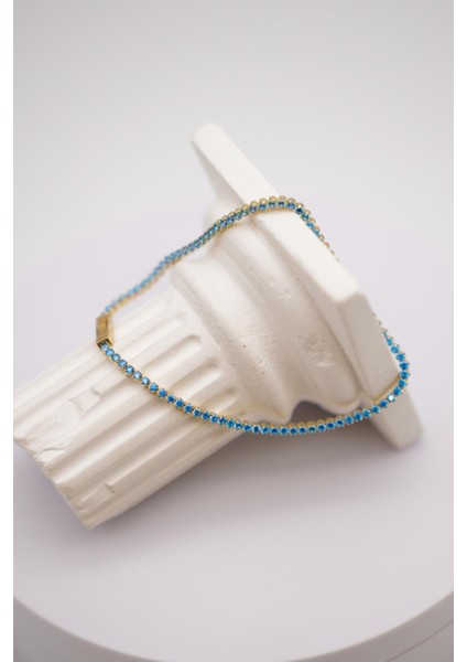 Topaz Taşlı 14 Ayar Altın Suyolu Bileklik – Işıltılı Mavi Detaylı Şık ve Zarif Tasarım fiyatları