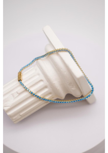 Topaz Taşlı 14 Ayar Altın Suyolu Bileklik – Işıltılı Mavi Detaylı Şık ve Zarif Tasarım modelleri