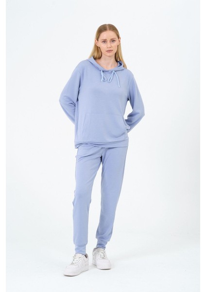 Kadın Yumuşak Kumaş Kapşonlu Eşofman Takımı