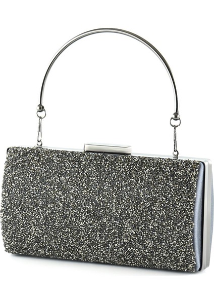 Antrasit Saten Kristal Granül Taşlı Metal Saplı Abiye El Çantası fiyatları