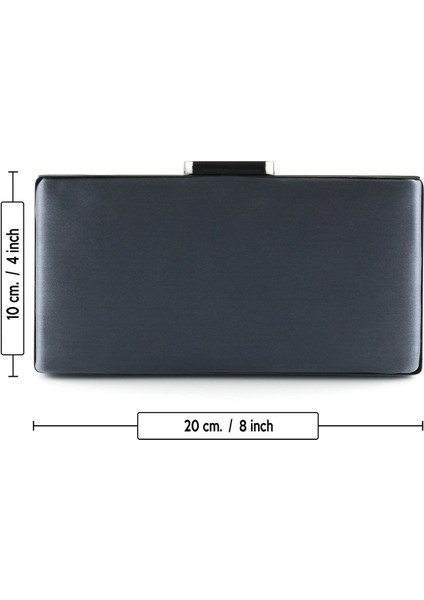 Antrasit Saten Kristal Granül Taşlı Metal Saplı Abiye El Çantası