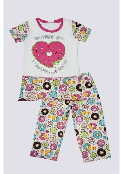 Kız Çocuk Donut Desenli Renkli Pijama Takımı indirimleri