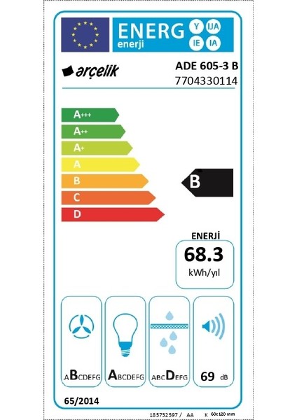 Ade 605-3 B Ankastre Duvar Tipi Davlumbaz