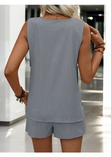 Yazlık Şortlu Ikili Keten Takım modelleri