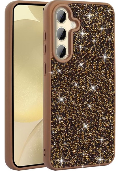Galaxy Uyumlu S25 Plus Kılıf Parlak Taşlı Tasarım Zore Pırlanta Kapak-Gold