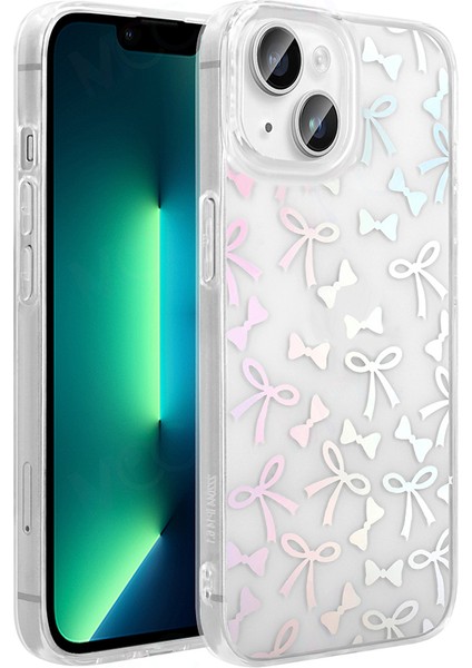 Apple iPhone 14 Uyumlu Şeffaf Renkli Figürlü Folk Kılıf Sert Kapak