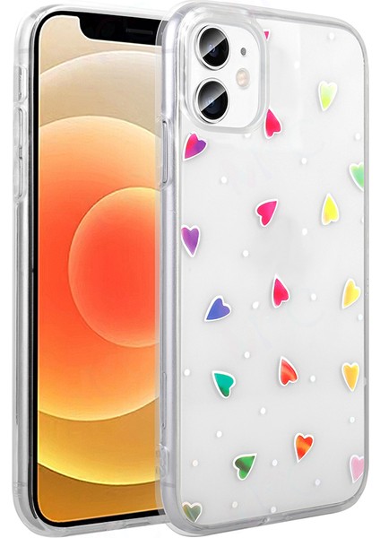 Apple iPhone 11 Uyumlu Şeffaf Renkli Figürlü Folk Kılıf Sert Kapak