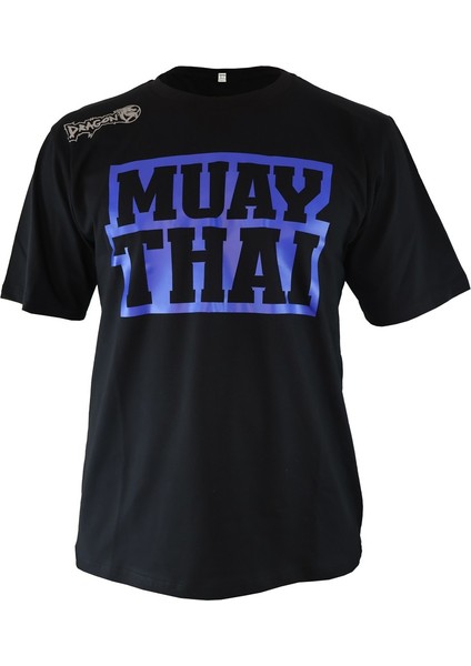 TX8521 Muaythai Tişört Mavi Basklı Muay Thai Tişörtü