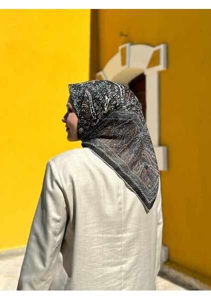 Soft Pamuk Etnik Desen Eşarp Siyah fiyatları