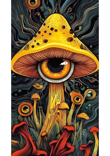 Saykodelik Mantar Ev Duvar Salon Güzellik Salonu Ofis Dükkan Dekarasyon Kanvas Tablo fiyatları