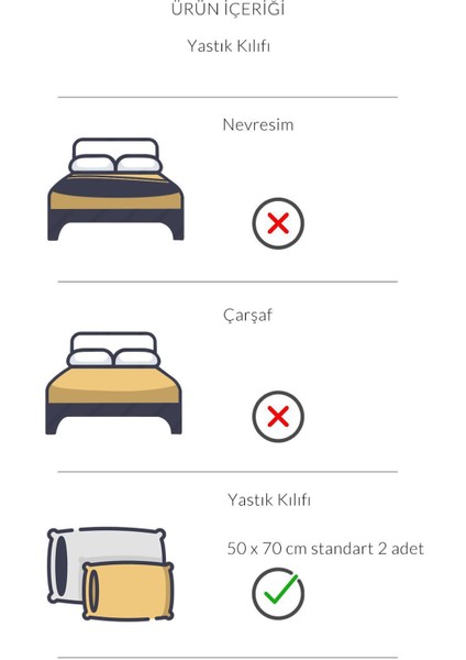 Eris Serisi Pamuk Saten Otel Yastık Kılıfı 50X70 83 Tel 2 Adet modelleri