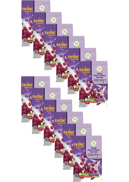 Glutensiz Kahvaltılık Çilekli Mısır ve Pirinç Gevreği 220 gr x 12 Adet fiyatları