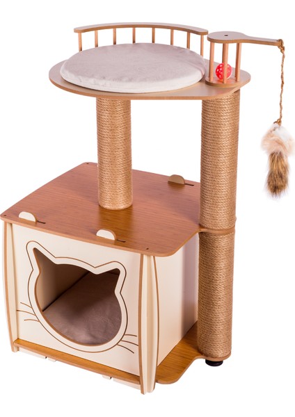 Pro Köşk Kedi Evi Tırmalamalı Bej fiyatları