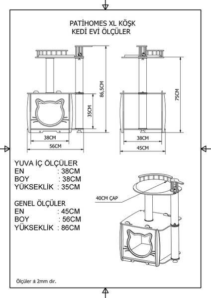 Pro Köşk Kedi Evi Tırmalamalı Gri modelleri