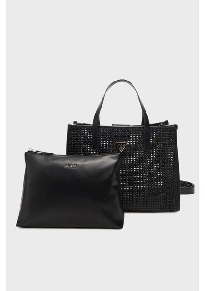 Brigitta Logolu Çıkarılabilir Askılı Dokuma Çanta HWWZ7206230 Bayan Çanta HWWZ72 06230 Bla