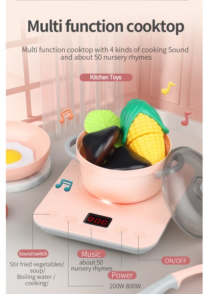 Çocuk Mutfağı Playset, 55 Adet Ses Işığı ve Müzik Dokunma Fonksiyonlu Rol Yapma Seti, 3-8 Yaşındaki Çocuklar Kızlar Için Eğlenceli Doğum Günü (Yurt Dışından) fırsatları