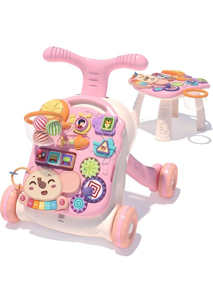Kız Bebek, Yürümeye Başlayan , Yürümeyi Öğrenme, Ayakta Oturmayı Öğrenme, 6-12 Aylık Bebekler Için Erken Öğrenme Itme Oyuncakları Için 3'ü 1 Arada Bebek Yürüteci ve Aktivite Merkezi (Yurt Dışından)