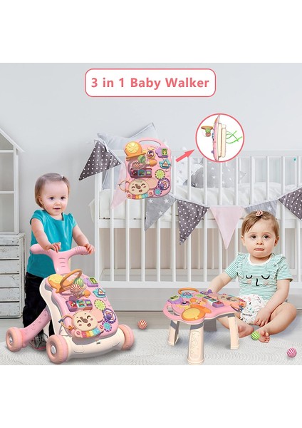Kız Bebek, Yürümeye Başlayan , Yürümeyi Öğrenme, Ayakta Oturmayı Öğrenme, 6-12 Aylık Bebekler Için Erken Öğrenme Itme Oyuncakları Için 3'ü 1 Arada Bebek Yürüteci ve Aktivite Merkezi (Yurt Dışından) fiyatları