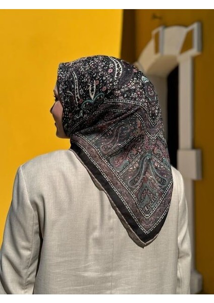 Soft Pamuk Etnik Desen Eşarp Gri