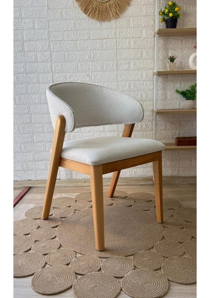 Concept Ay Sandalye Teddy Krem Desenli Kumaş Naturel Ahşap Sandalye fiyatları