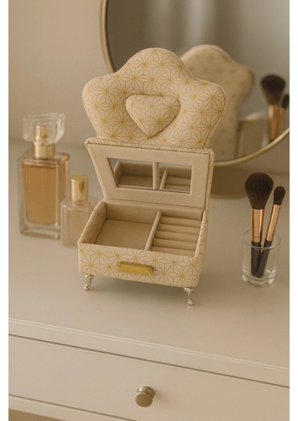 Berjer Figürlü Kadife Desenli Takı Bijuteri Mücevher Kutusu Biblo 15cm Krem Ithal Ürün fırsatları