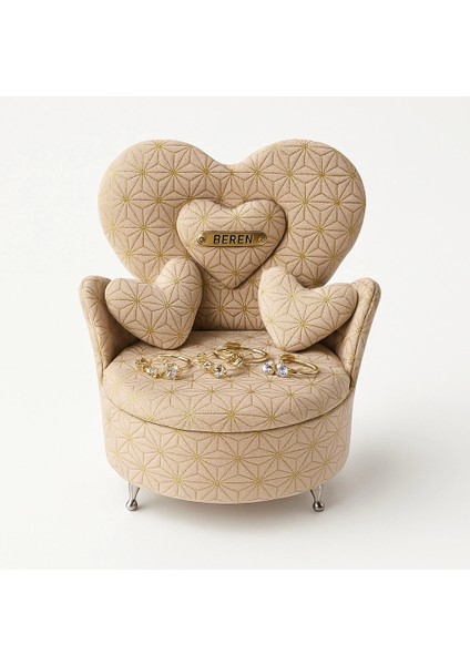 Berjer Figürlü Kadife Desenli Takı Bijuteri Mücevher Kutusu Biblo 16cm Krem Ithal Ürün fiyatları