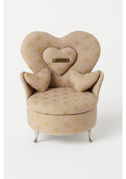 Berjer Figürlü Kadife Desenli Takı Bijuteri Mücevher Kutusu Biblo 16cm Krem Ithal Ürün modelleri